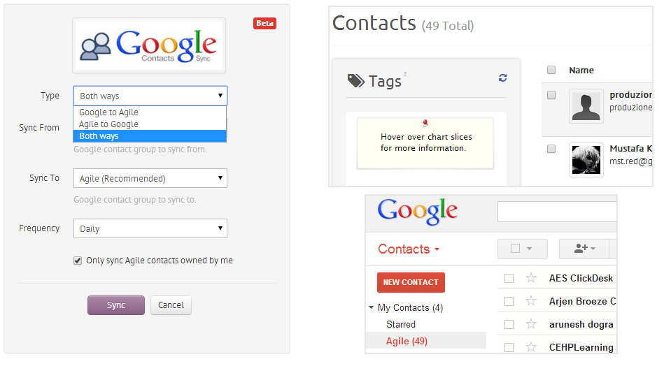 Google Apps contacts sync in Agile CRM